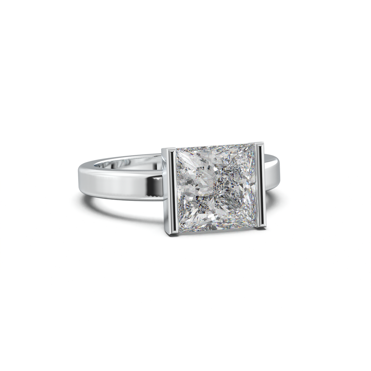 Princess Half-Bezel Engagement Ring