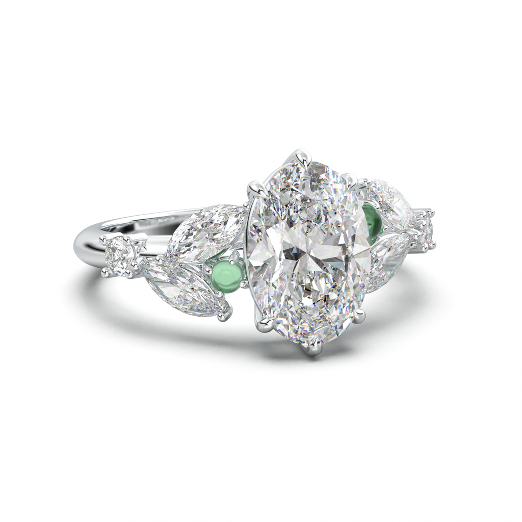 Oval Marquise-Accent Engagement Ring