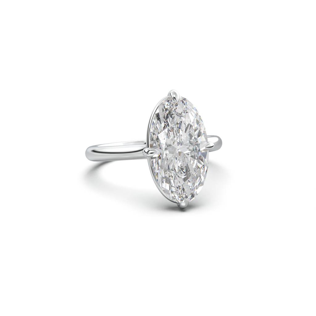 Elongated Moval Solitaire Engagement Ring
