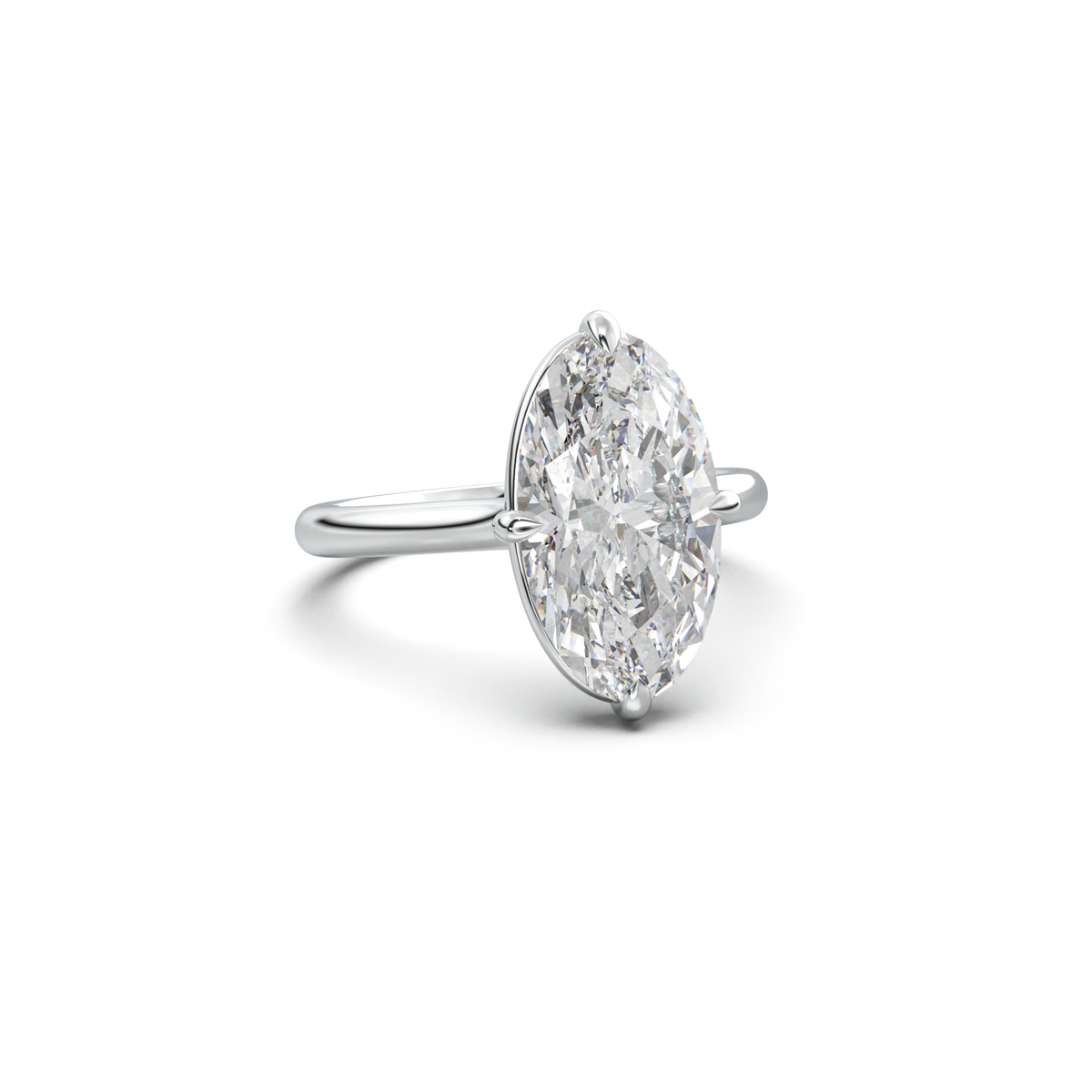 Elongated Moval Solitaire Engagement Ring