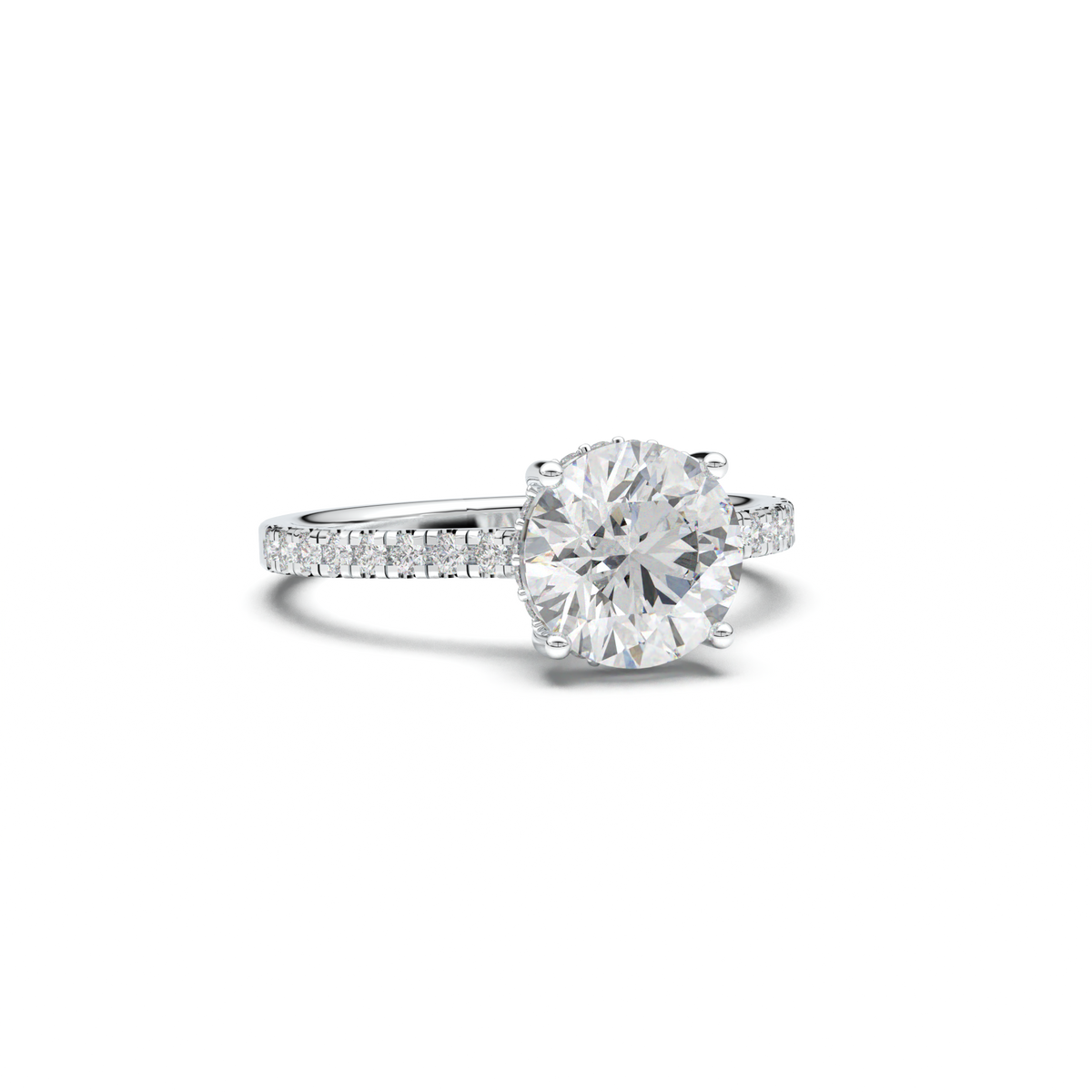 Round Pavé Engagement Ring