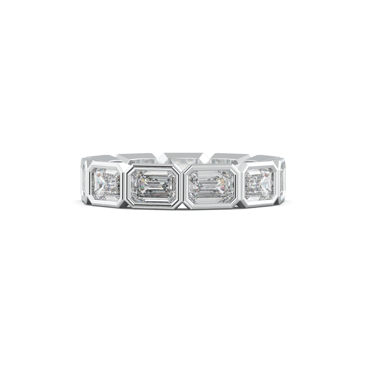 Emerald-Cut Bezel-Style Eternity Wedding Band