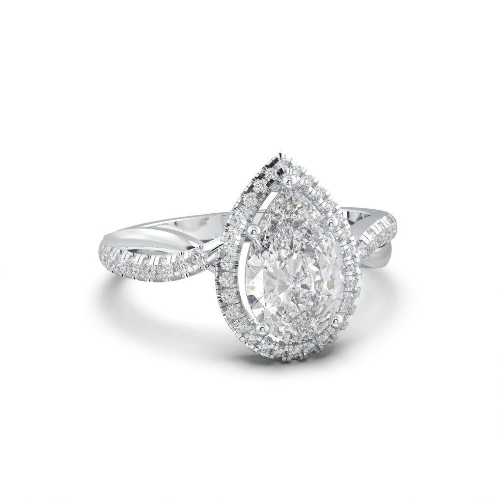 Pear Halo Twisted Pavé Engagement Ring