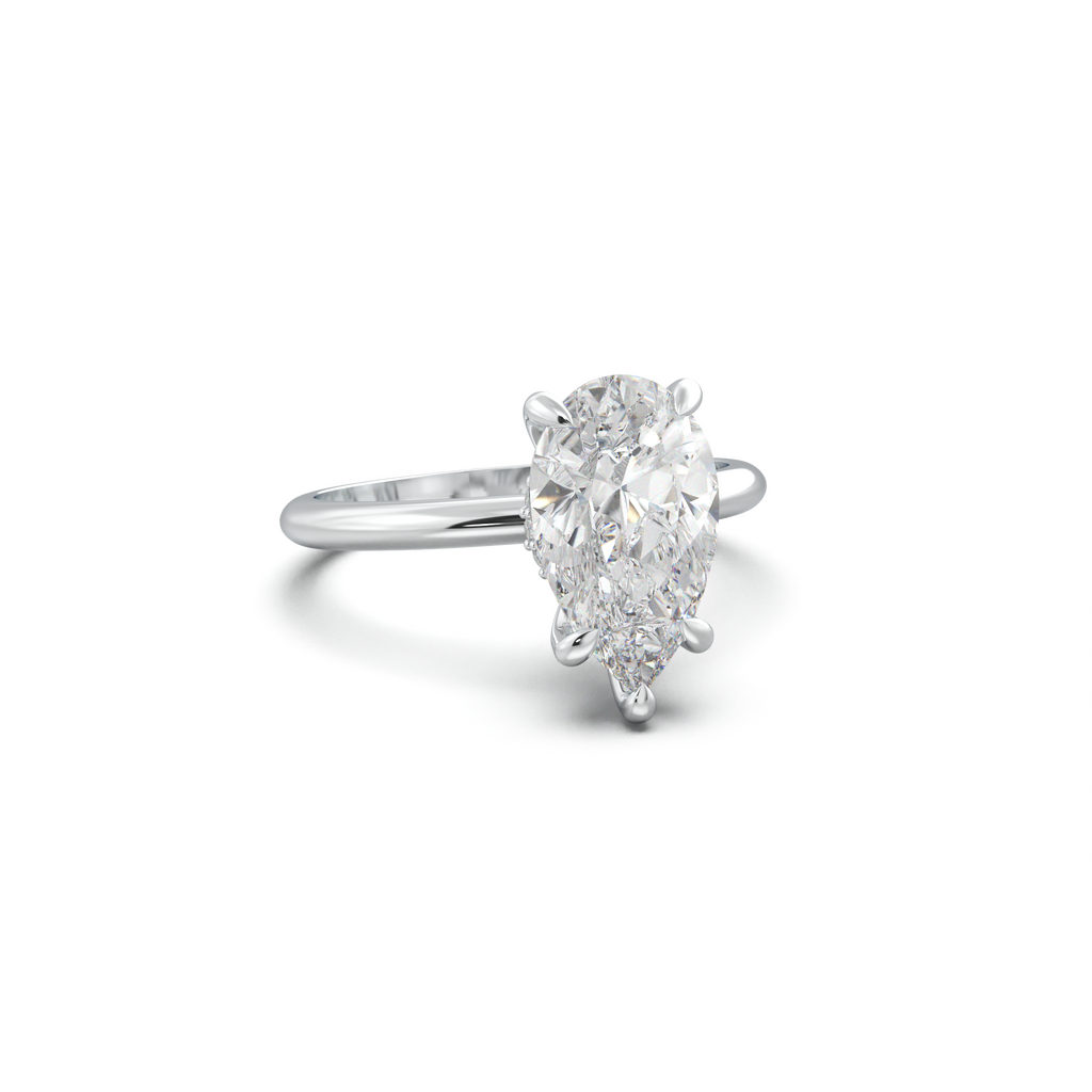 Pear Hidden Halo Engagement Ring