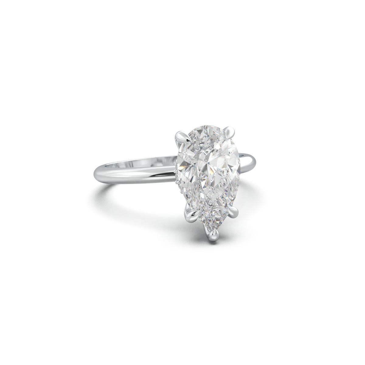 Pear Hidden Halo Engagement Ring