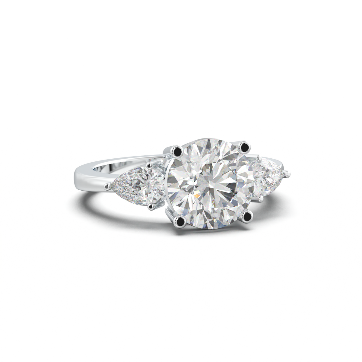 Round Pear Three-Stone Engagement Ring