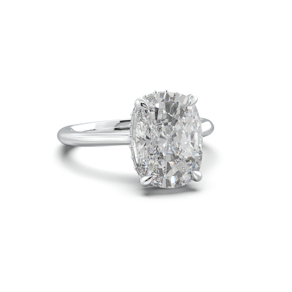 Cushion Hidden Halo Engagement Ring
