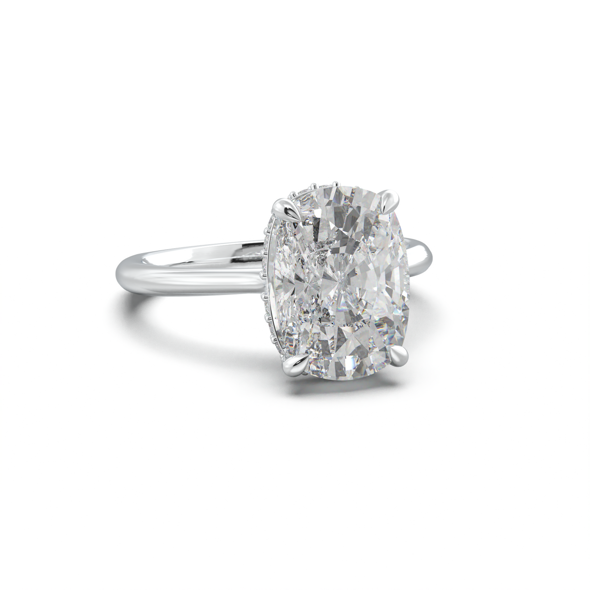 Cushion Hidden Halo Engagement Ring