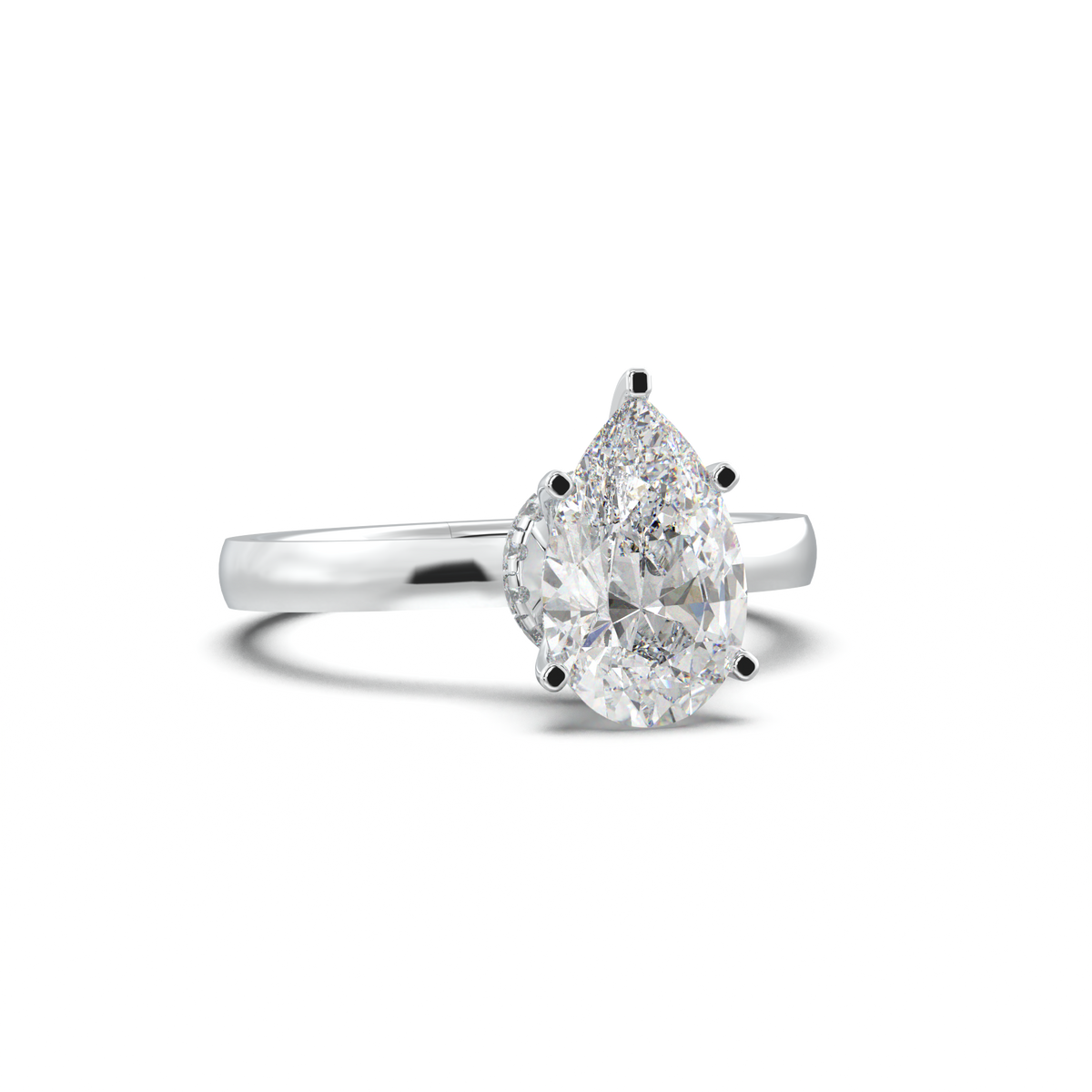 Round Hidden Halo Engagement Ring
