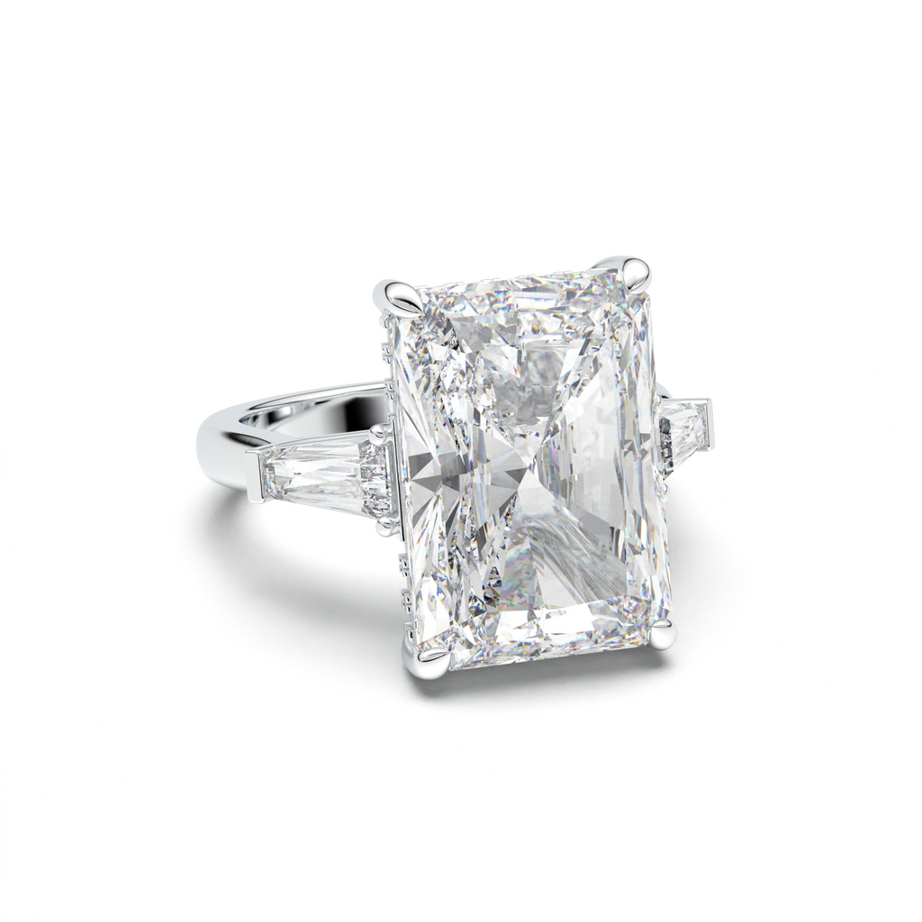 Radiant Baguette Hidden Halo Engagement Ring