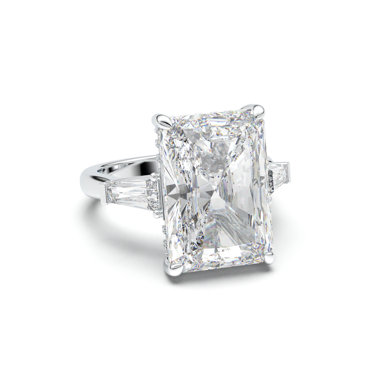 Radiant Baguette Hidden Halo Engagement Ring