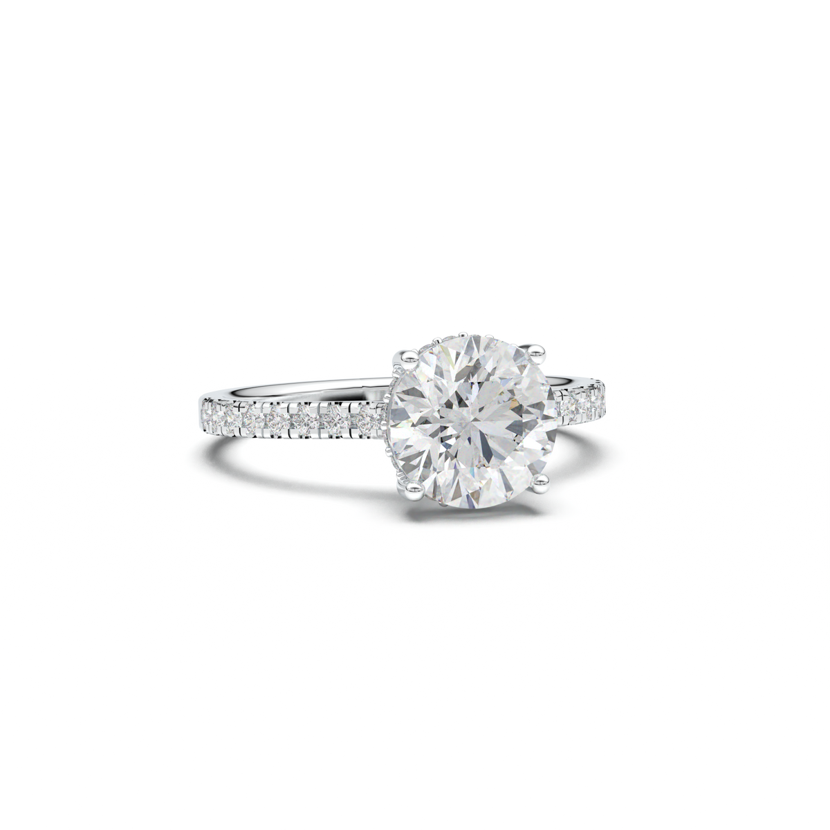 Round Pavé Engagement Ring