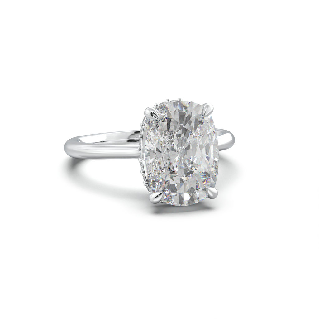 Cushion Hidden Halo Engagement Ring