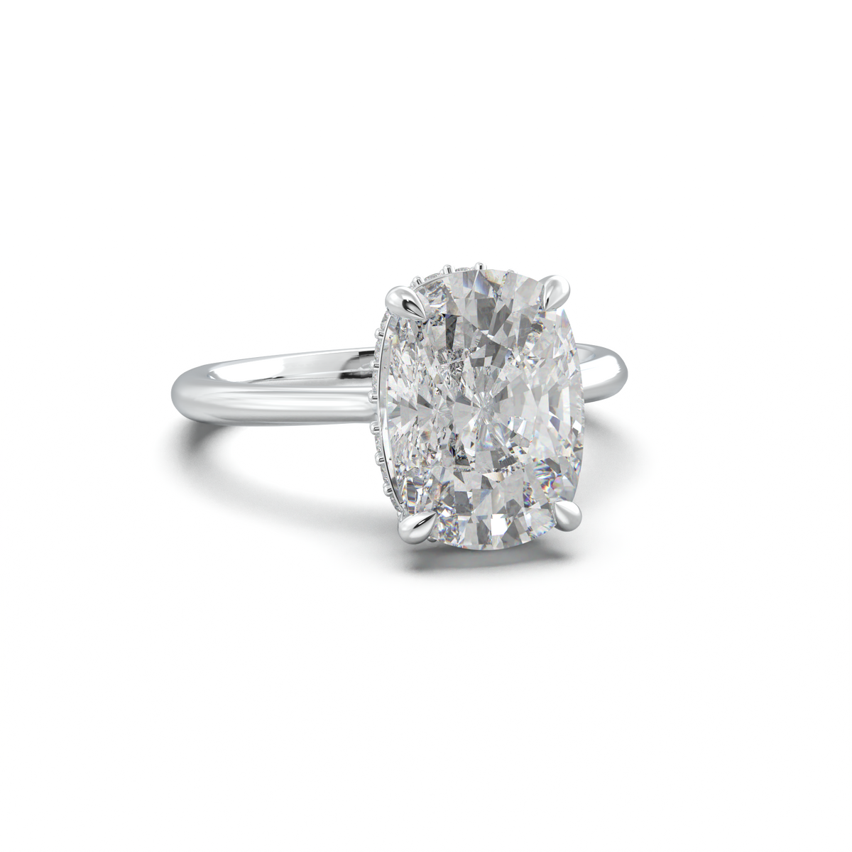 Cushion Hidden Halo Engagement Ring