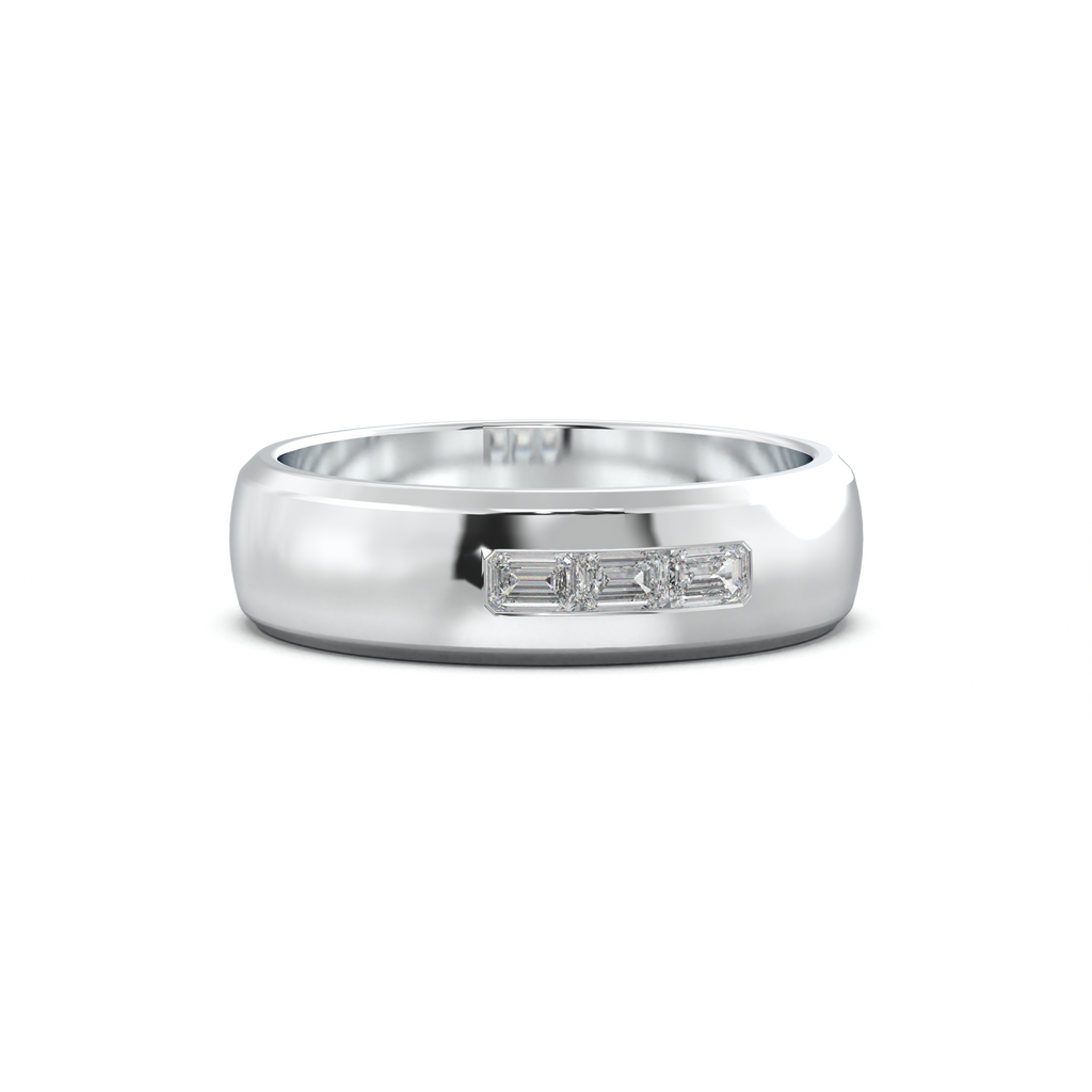 Three-Emerald Inlay Men's Band