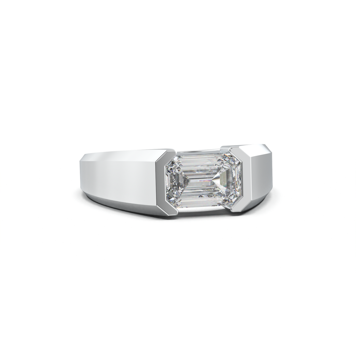 East-West Emerald Men's Ring