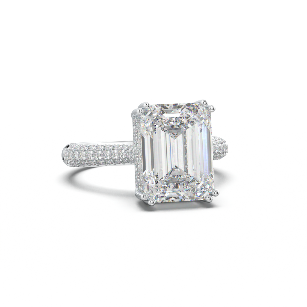 Emerald Double Pavé Engagement Ring