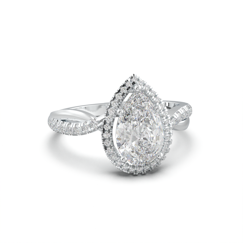 Pear Halo Twisted Pavé Engagement Ring