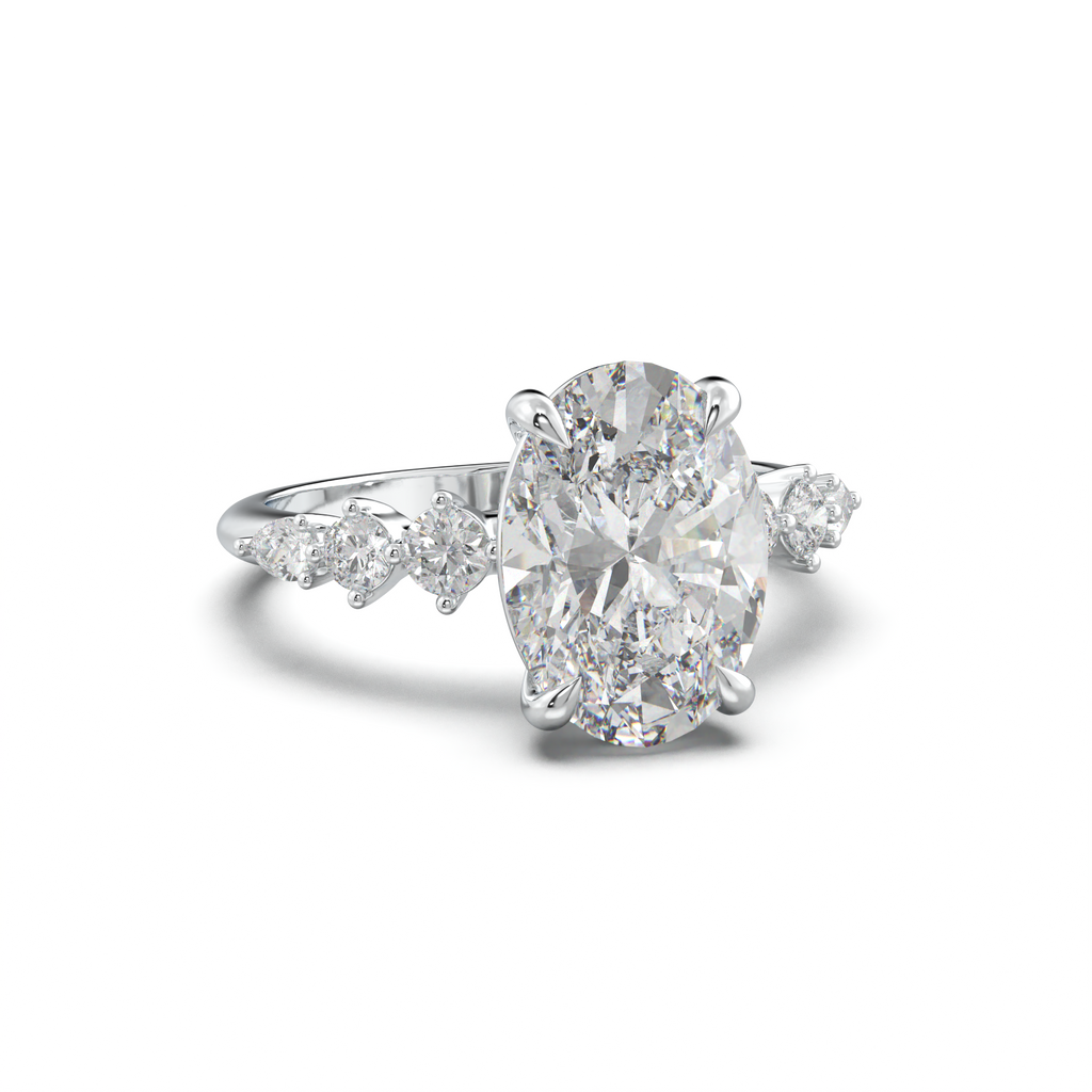 Oval Pear-Accent Engagement Ring