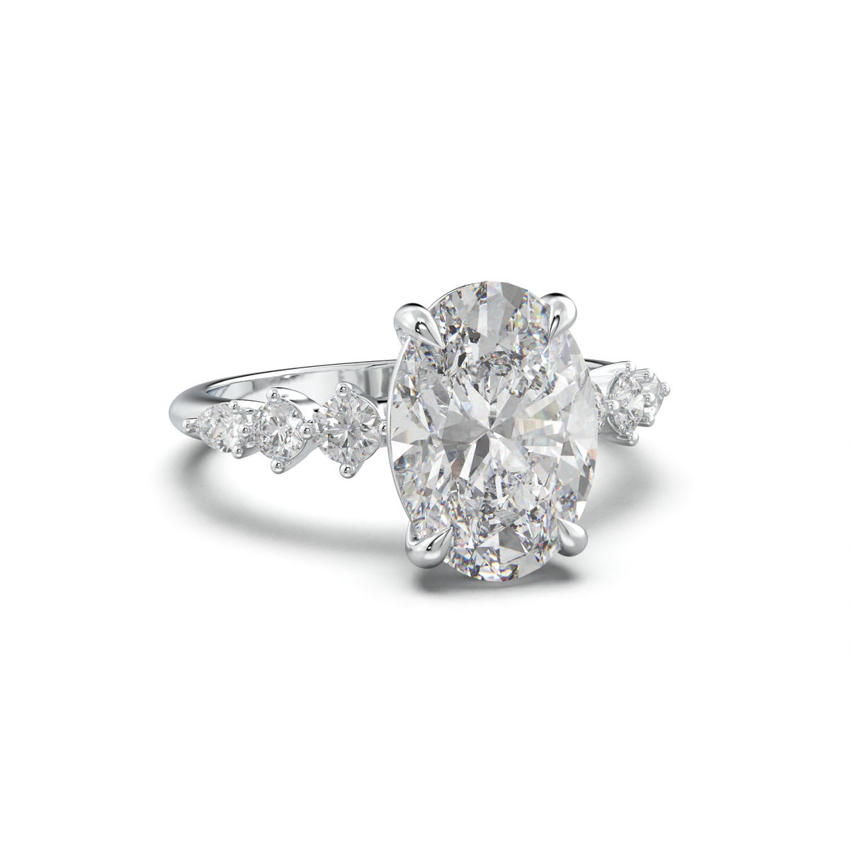 Oval Pear-Accent Engagement Ring