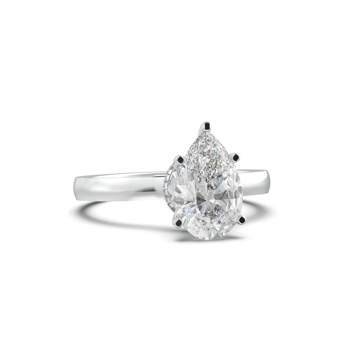 Pear Hidden Halo Engagement Ring