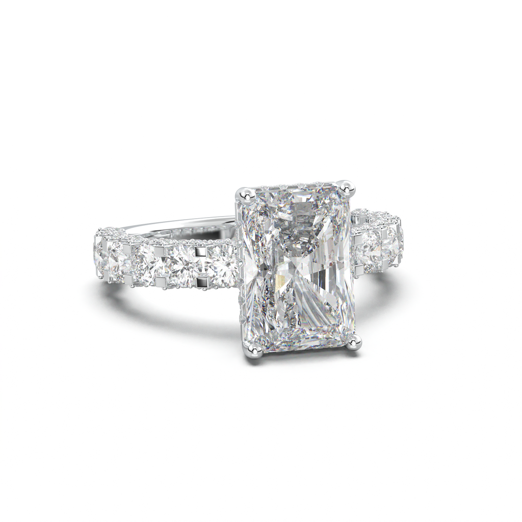 Radiant Diamond Band Engagement Ring