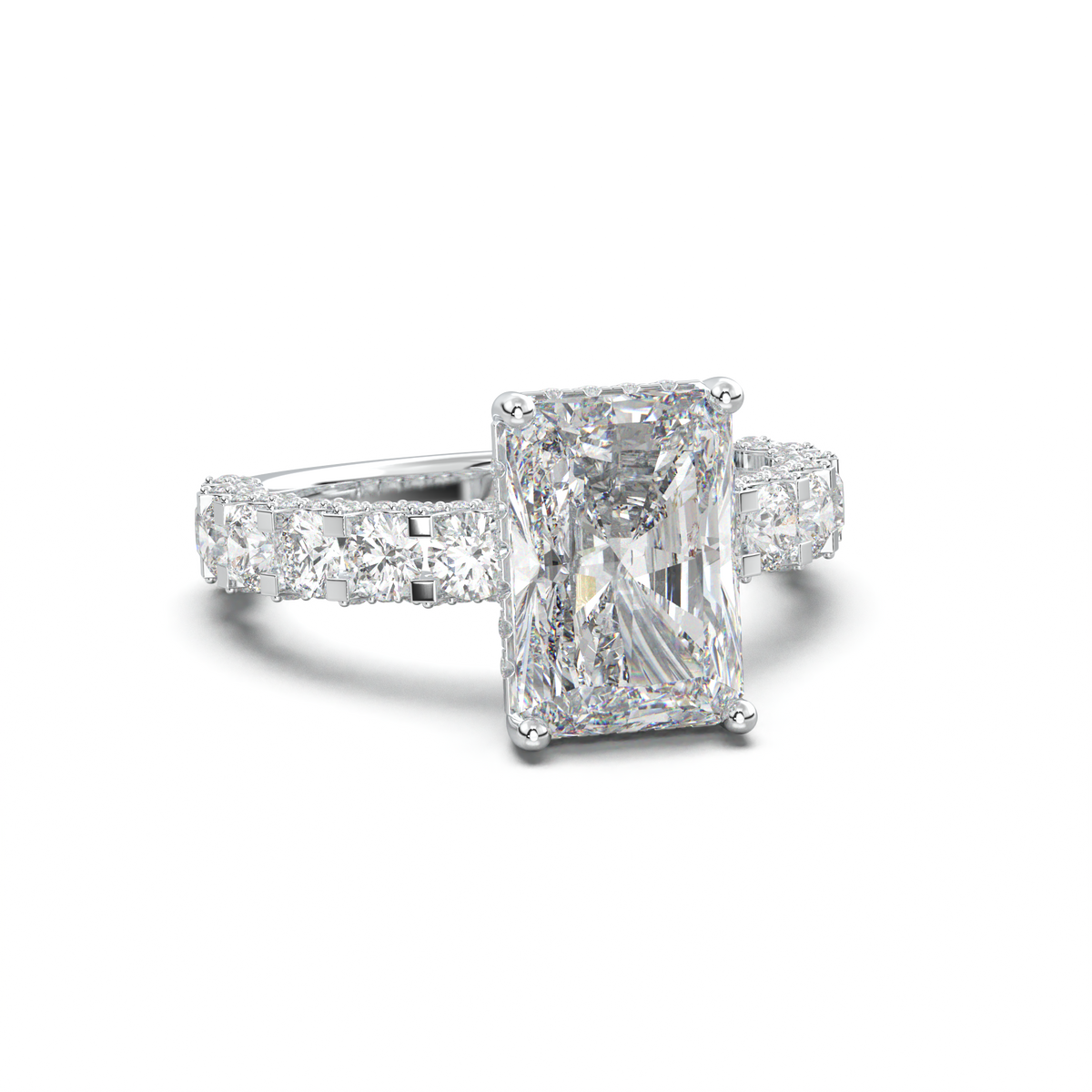 Radiant Diamond Band Engagement Ring