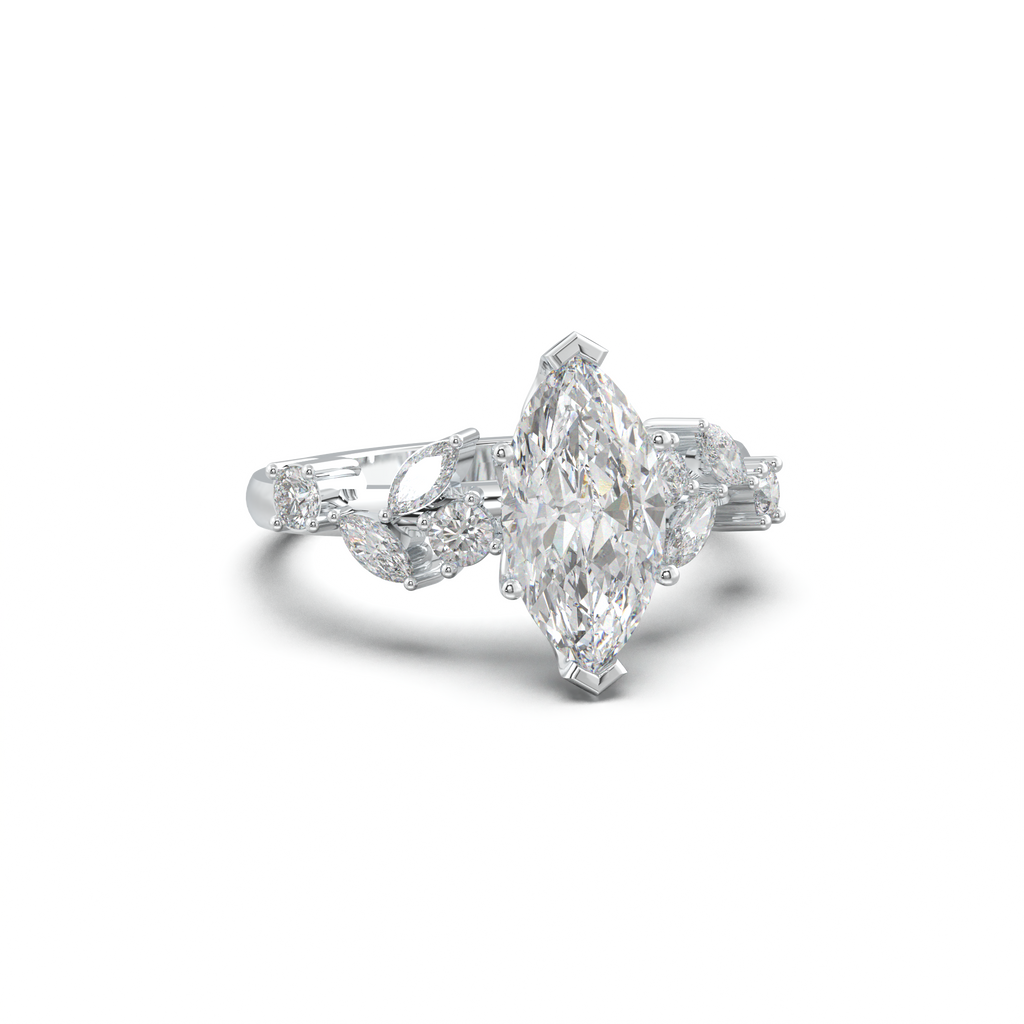 Marquise Mixed Side-Stone Engagement Ring