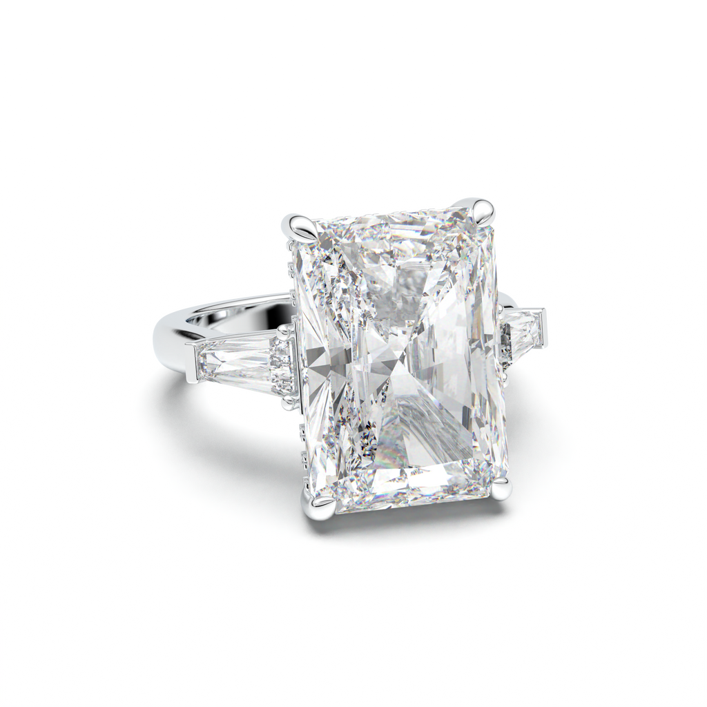 Radiant Baguette Hidden Halo Engagement Ring