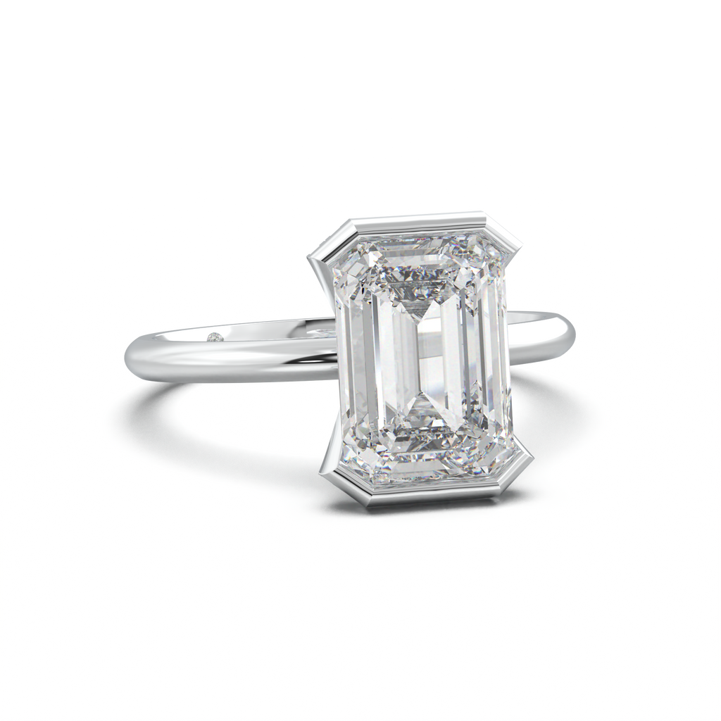 Emerald Hidden Halo Engagement Ring