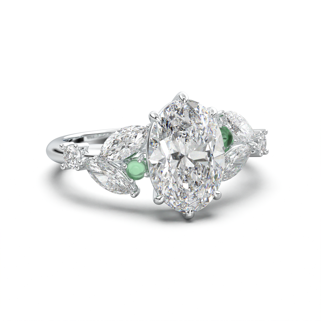 Oval Marquise-Accent Engagement Ring