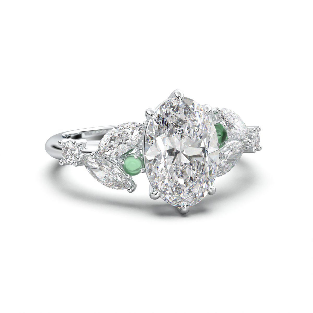 Oval Marquise-Accent Engagement Ring