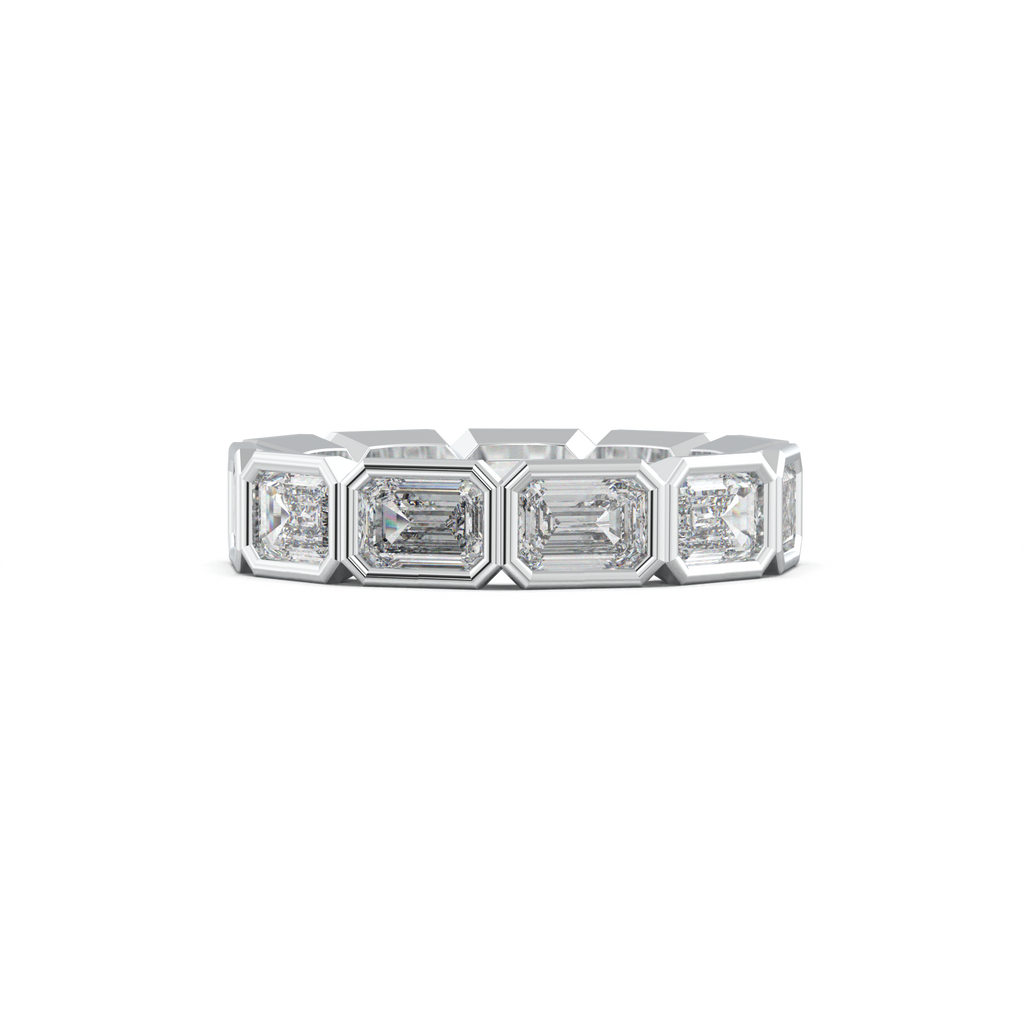 Emerald-Cut Bezel-Style Eternity Wedding Band