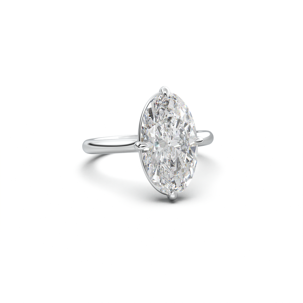 Elongated Moval Solitaire Engagement Ring