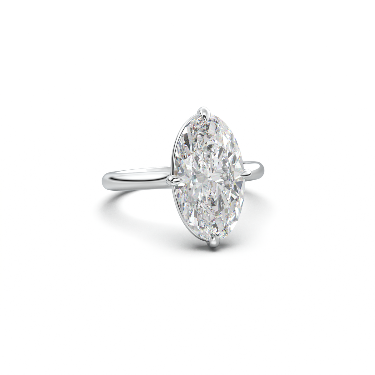 Elongated Moval Solitaire Engagement Ring