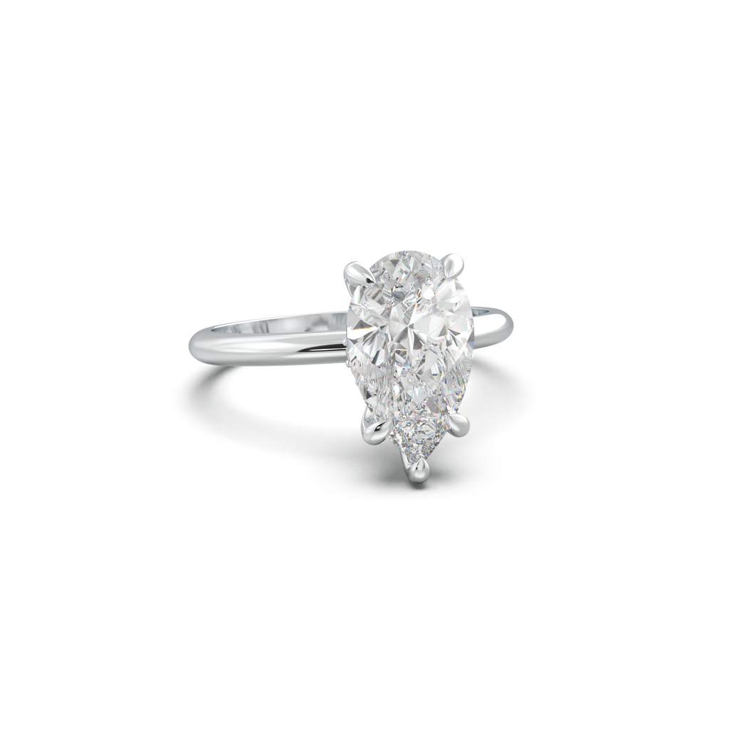 Pear Hidden Halo Engagement Ring