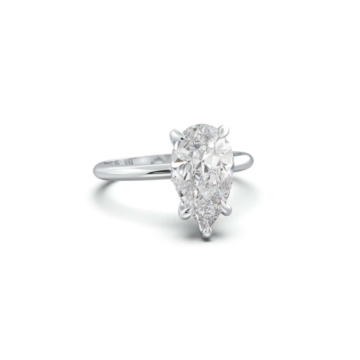 Pear Hidden Halo Engagement Ring