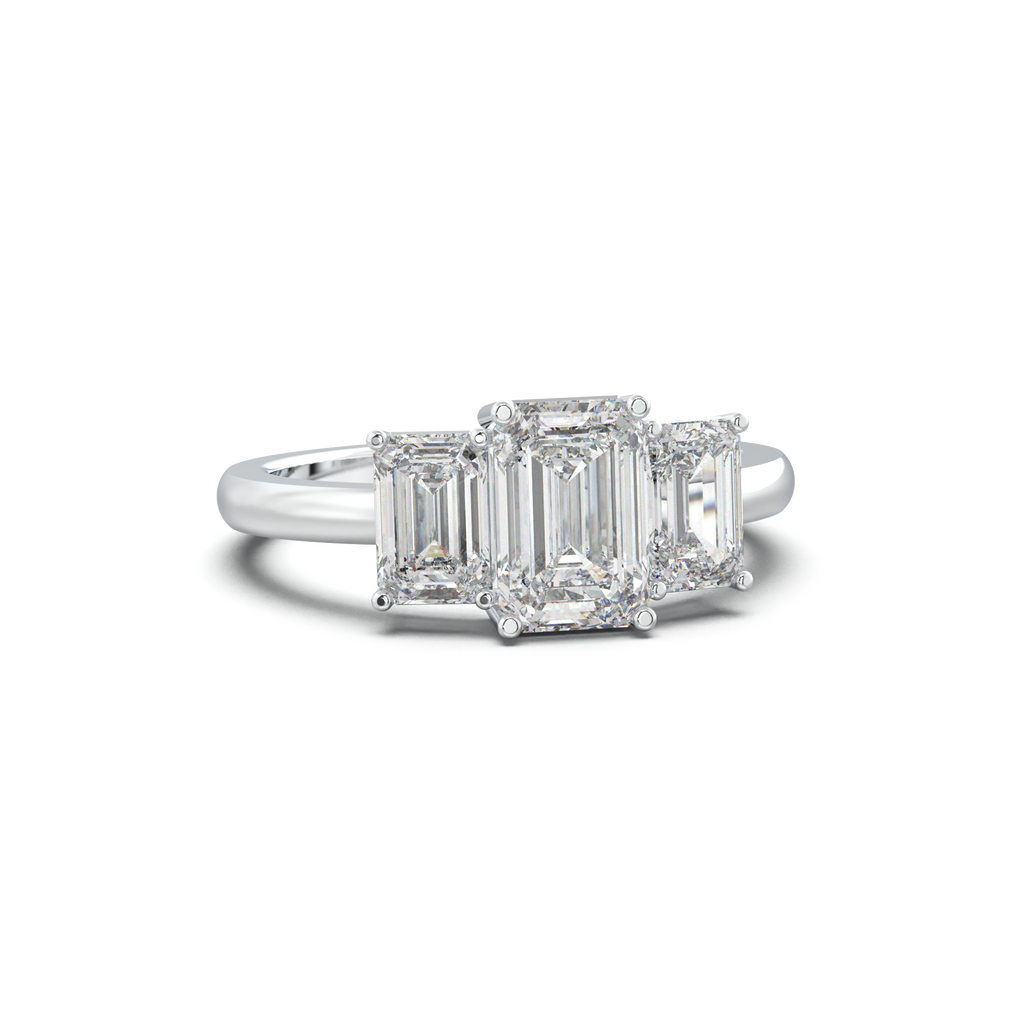 Emerald Three-Stone Engagement Ring