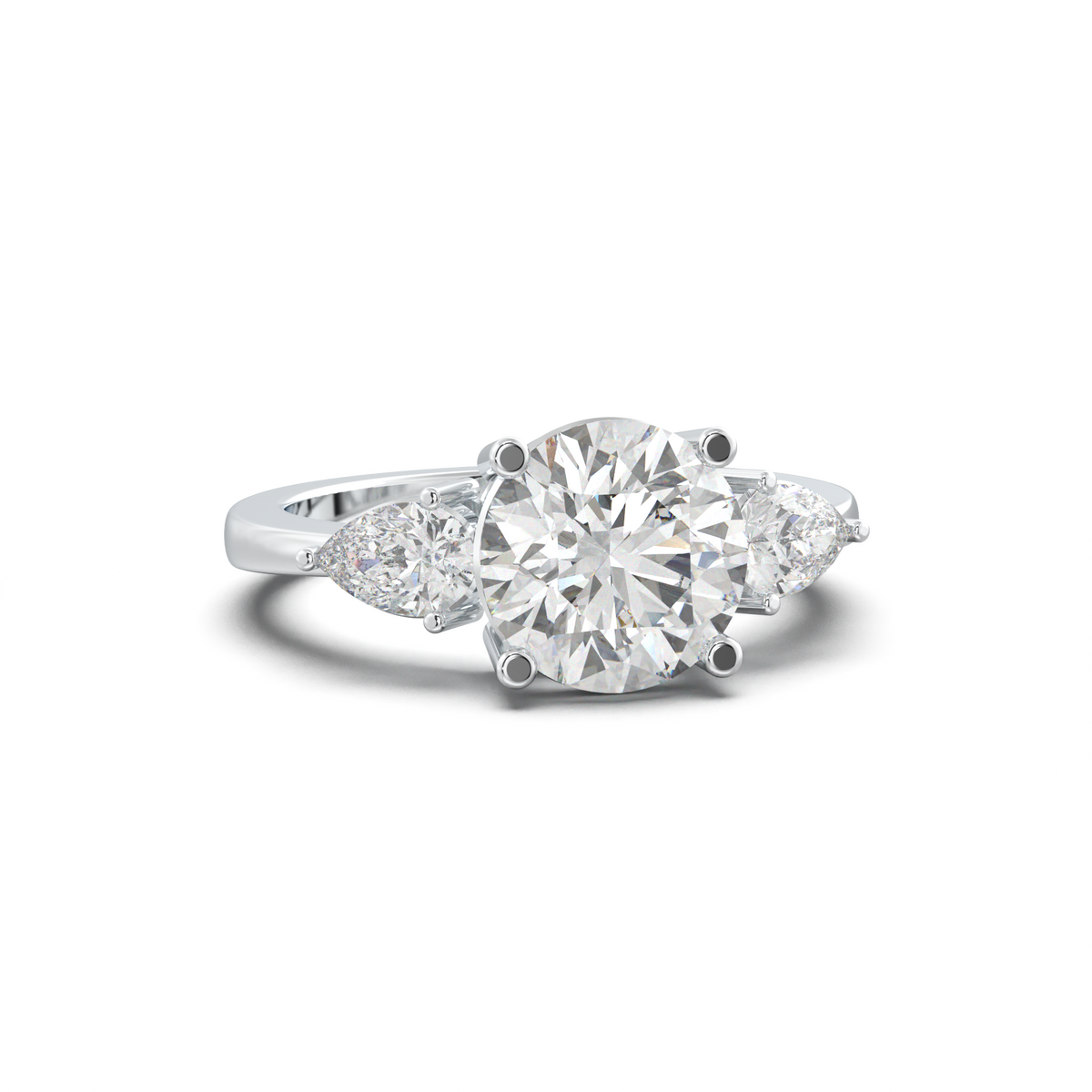 Round Pear Three-Stone Engagement Ring