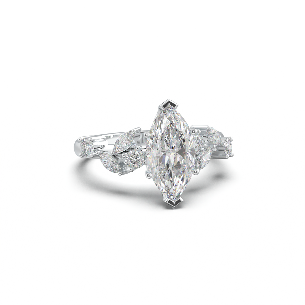 Marquise Mixed Side-Stone Engagement Ring