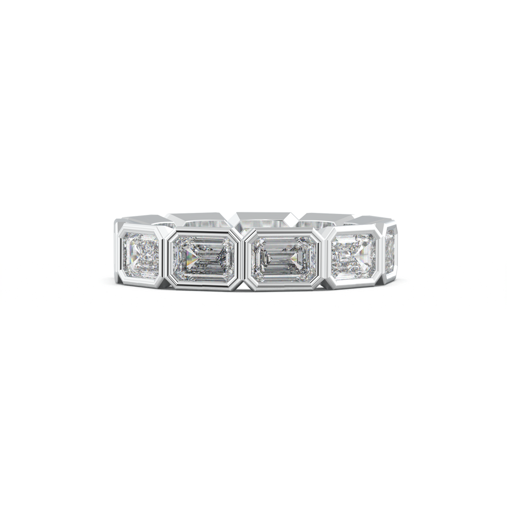 Emerald-Cut Bezel-Style Eternity Wedding Band