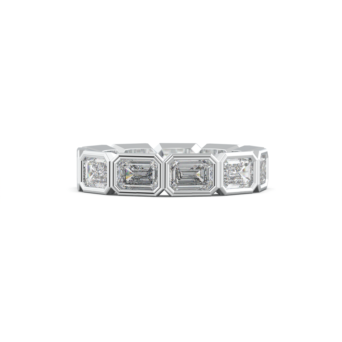 Emerald-Cut Bezel-Style Eternity Wedding Band