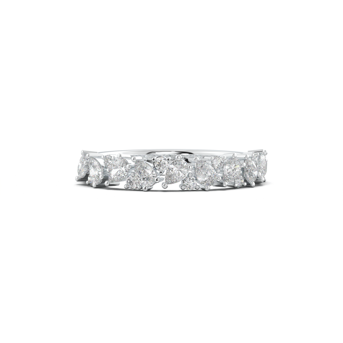 Alternating Pear & Round Half-Eternity Wedding Band