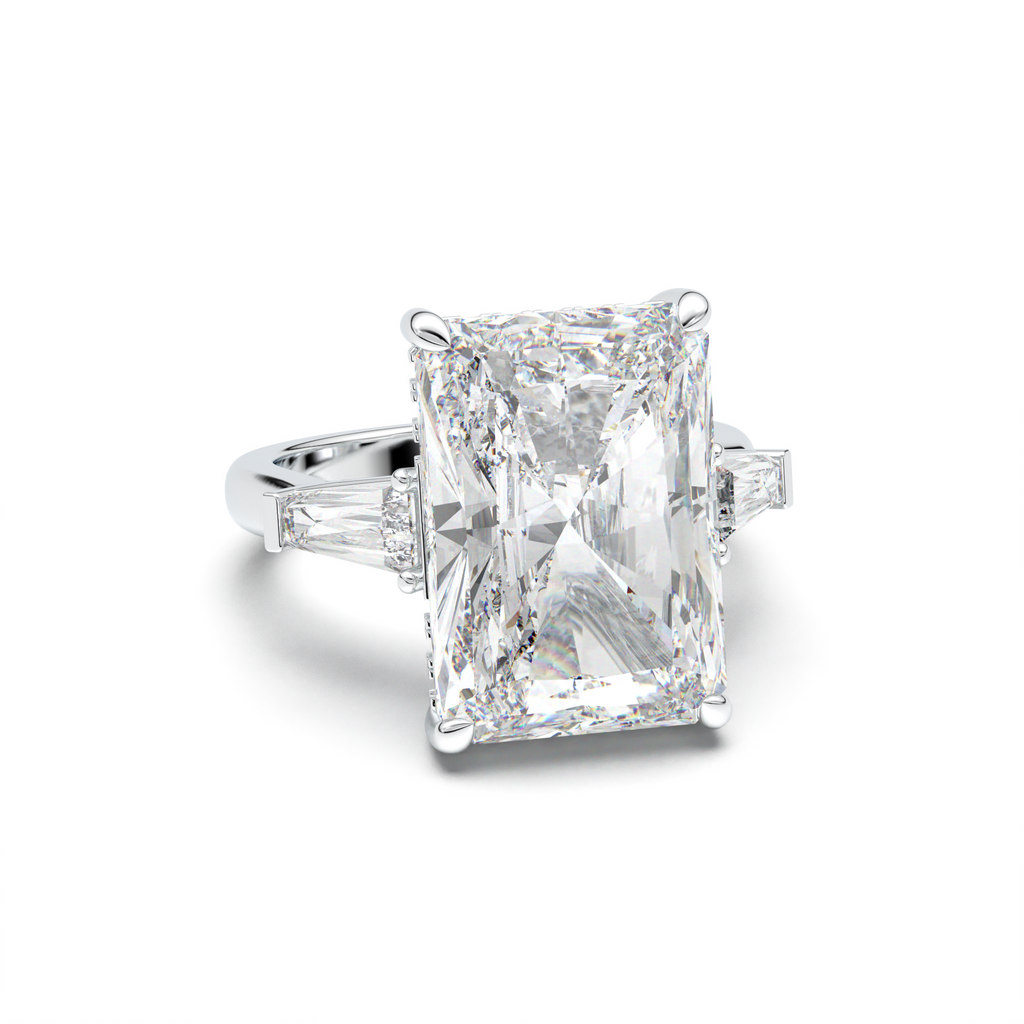 Radiant Baguette Hidden Halo Engagement Ring