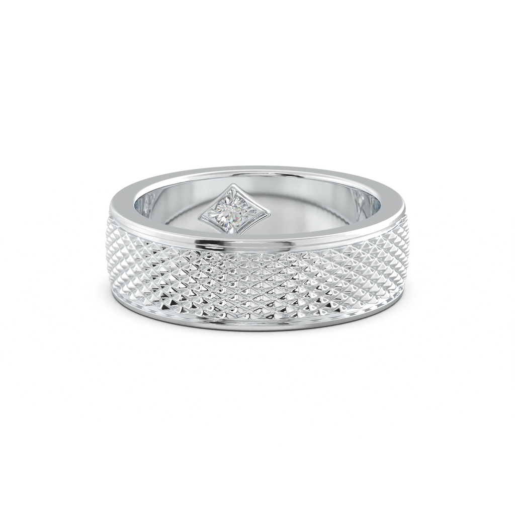 Diamond-Cut Textured Men's Wedding Band