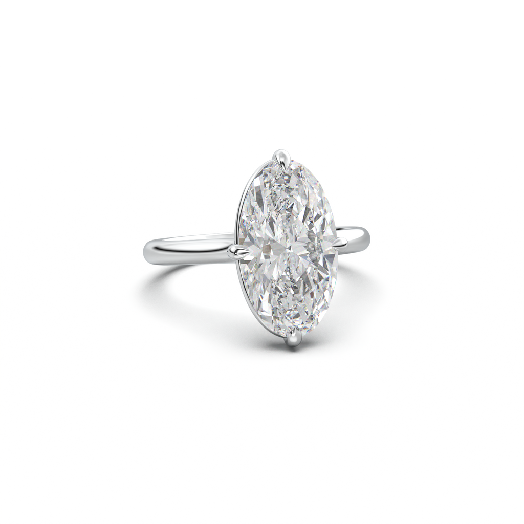 Elongated Moval Solitaire Engagement Ring