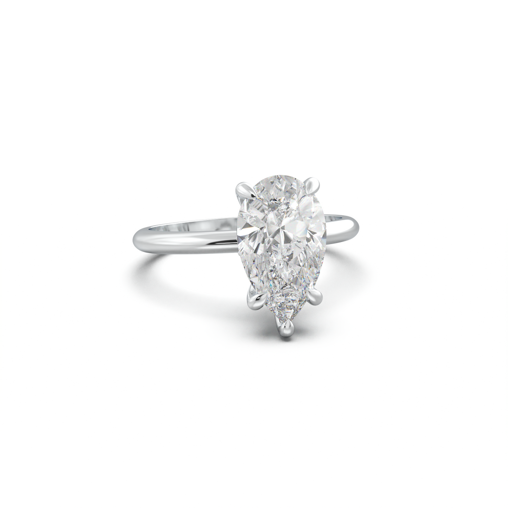 Pear Hidden Halo Engagement Ring