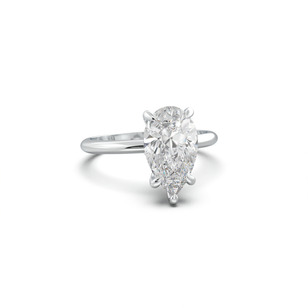 Pear Hidden Halo Engagement Ring