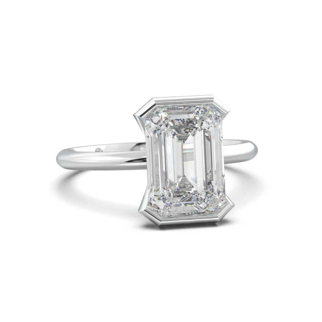 Emerald Hidden Halo Engagement Ring