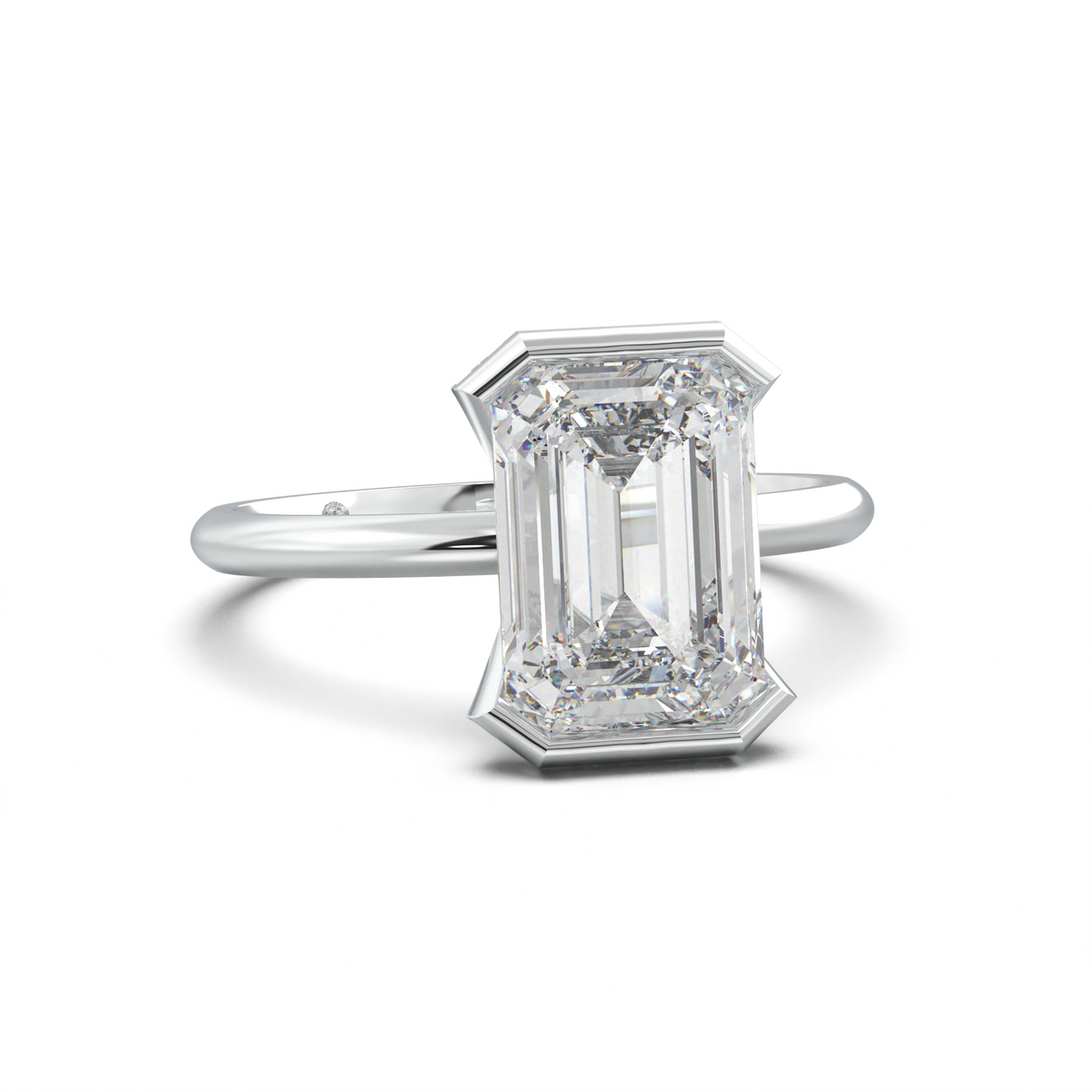 Emerald Hidden Halo Engagement Ring